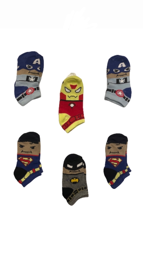 Medias soquetes batman spiderman iron man capitan america