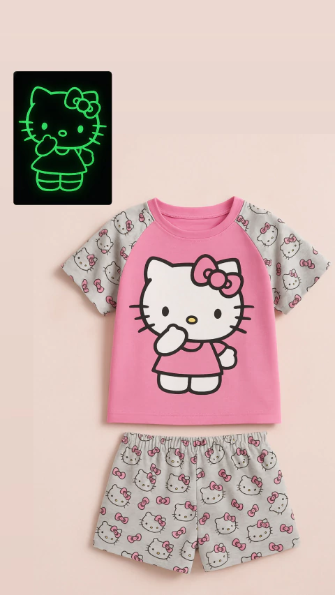 Pijama Hello Kitty brilla en la oscuridad corto - comprar online