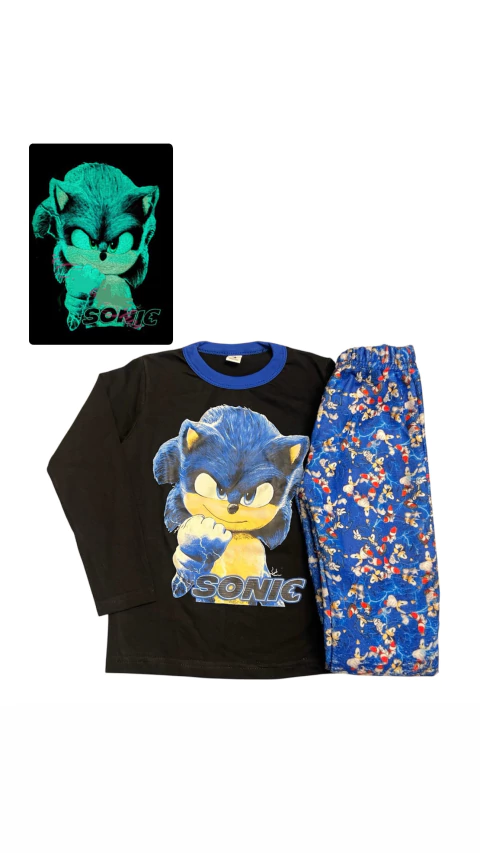 Pijama largo SONIC brilla en la oscuridad corderito - comprar online
