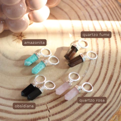 Argolinhas em prata com cristal natural - 100% prata - comprar online