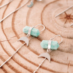 Brinco Fio - Meia Lua - escolha seu cristal - comprar online