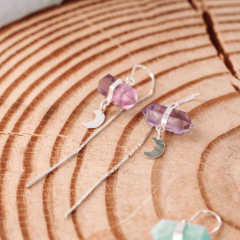 Brinco Fio - Meia Lua - escolha seu cristal na internet