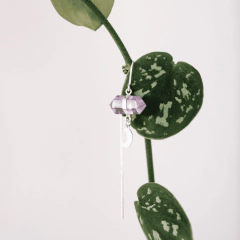 Brinco Fio - Meia Lua - escolha seu cristal - loja online