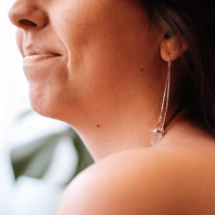 Brinco Fio - Prata e Quartzo Rosa - comprar online