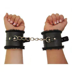 Algema em Couro com Fino Acabamento em Pelúcia Preta - comprar online