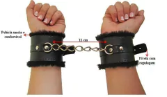 Algema em Couro com Fino Acabamento em Pelúcia Preta - Nuance Intimate Sexshop