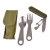 Set Cubiertos Camping Supervivencia Con Funda Verde