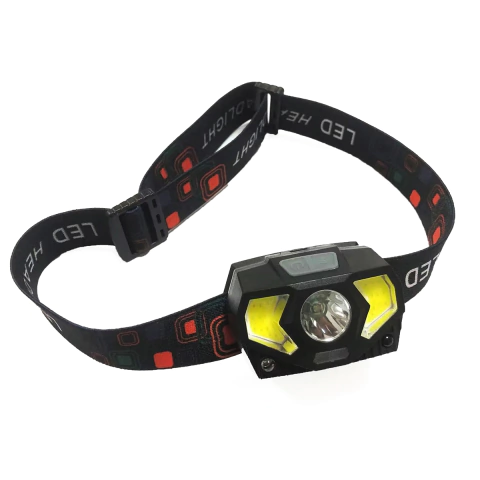 Linterna Táctica Minero Cabeza Con Sensor De Movimiento Recargable a USB Con Led Blanco/ Rojo 3w Modelo "4394-201"