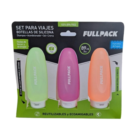 Kit Fullpack de Botella De Silicon X3 Para Viaje