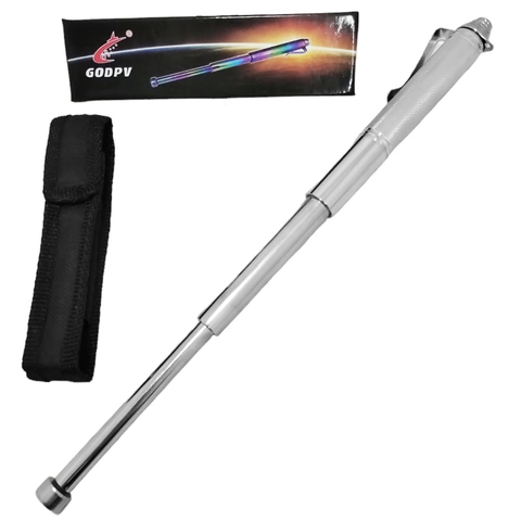 Tonfa Bastón Extensible Cachiporra Metálica Chico Plateado