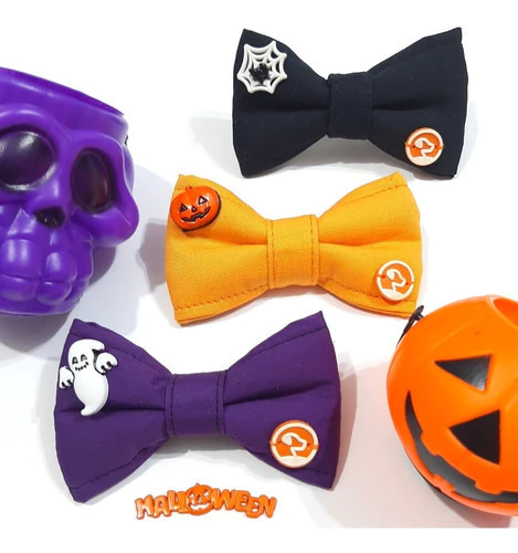 Kit 3 unds Laço Pet Tiara ou Gravata com Regulagem Halloween