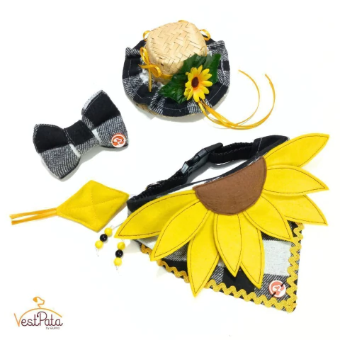 Fantasia Caipira Pet Festa Junina Girassol + Laço Grátis