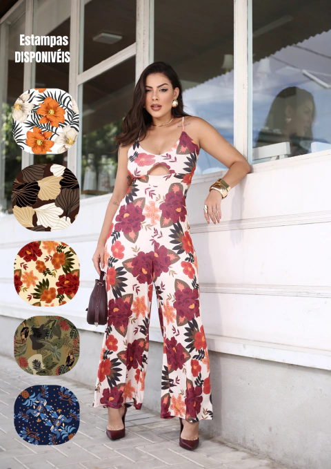 Macacão Canelado Estampado REF 304 - comprar online