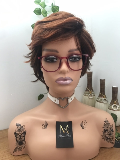Wig Úrsula Fibra Premium Lisa Curta