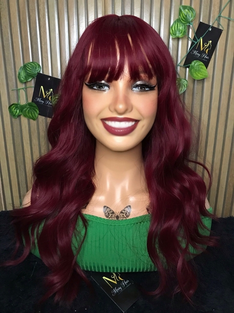 Wig Madison Fibra Premium Ondulado Com Franja 55cm