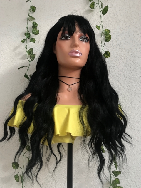Wig Tiele Fibra Premium Ondulado com franja 65cm