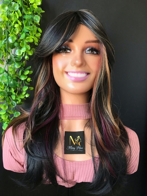 Wig Kris Fibra Premium Lisa Com Franja 50cm