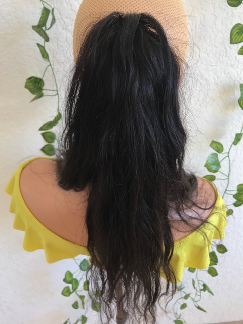 Aplique Rabo de Cavalo Cabelo Humano Ondulado 45cm