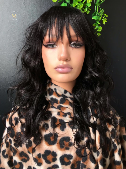 Lace Front Ramona Cabelo Humano Ondulado Com franja 50cm - comprar online