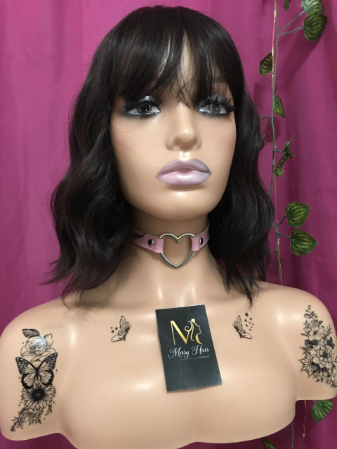 Wig Cimara Fibra Premium Ondulado com franja 30cm