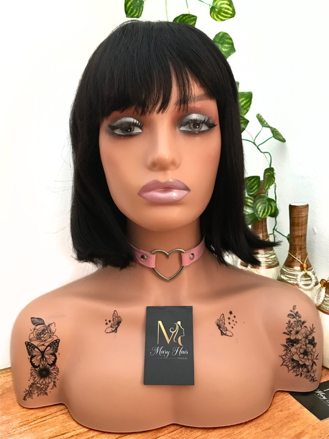 Lace Front Raissa Cabelo Humano Liso Com Franja 30cm