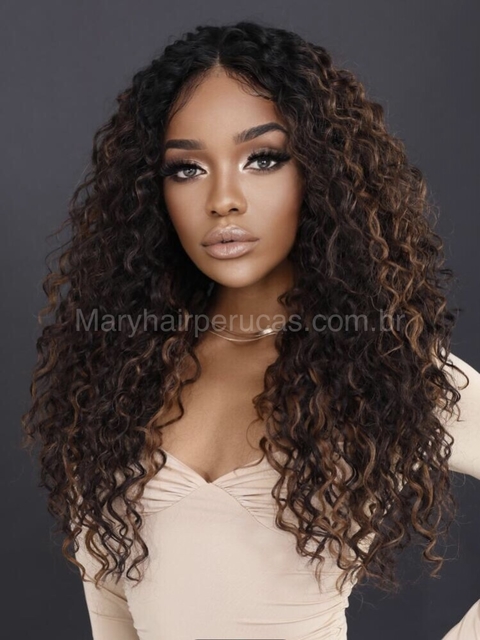 Lace Front Frank Fibra Premium Cacheada 60cm