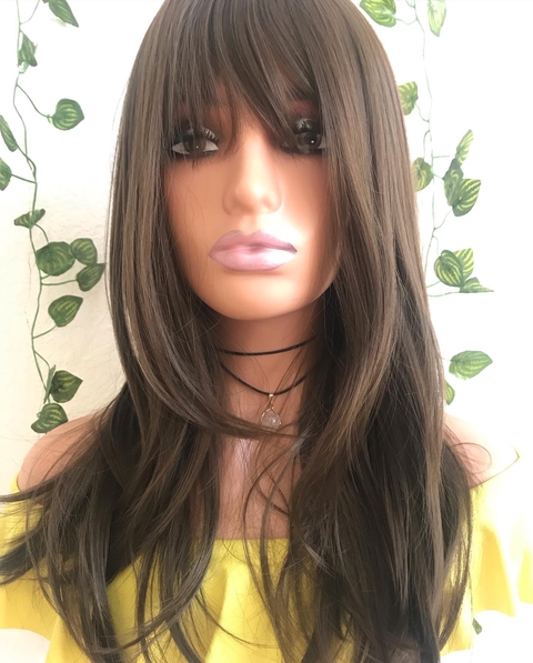 Wig Thaisa Fibra Premium Liso com Franja 50cm