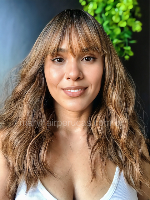 Wig Sheila Fibra Premium Ondulado Com Franja 50cm - comprar online