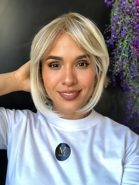 Wig Claudia Fibra Premium Liso Com Franja 25cm - comprar online