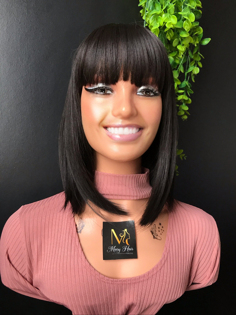 Wig Roberta Fibra Premium Lisa Com Franja 35cm