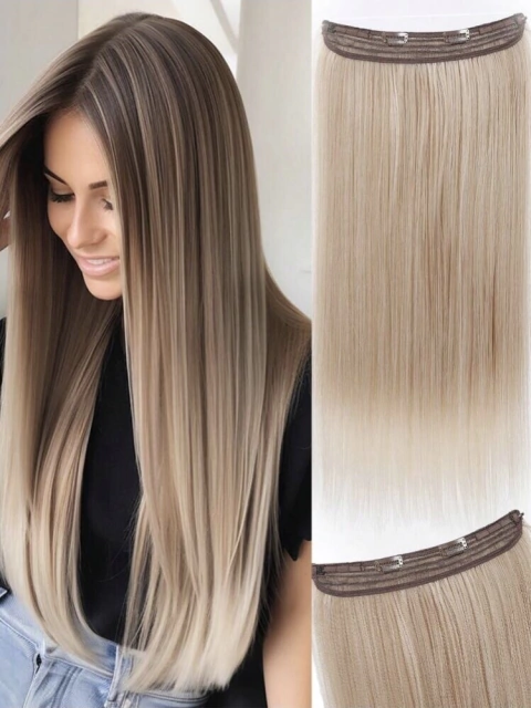 Aplique Fio Invisível Fibra Premium liso 60cm