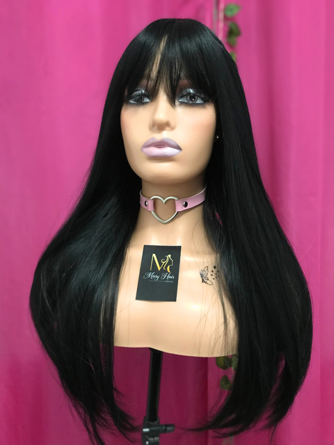 Wig Celinna Fibra Premium Lisa Com Franja 65cm