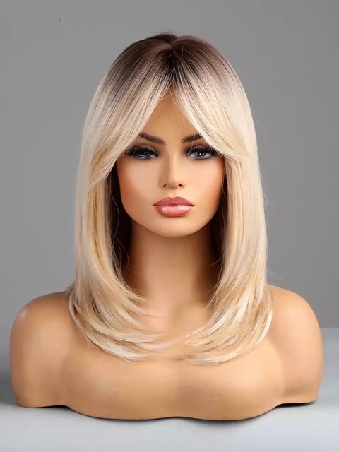 Wig Sol Fibra Premium Liso com franja 40cm