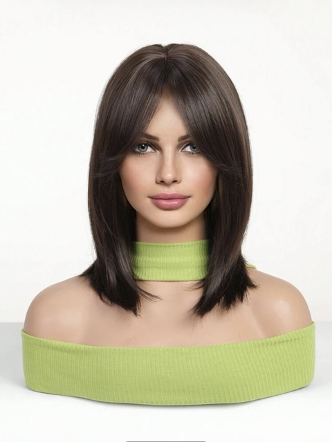 Wig Marcia Fibra Premium Liso com franja 40cm