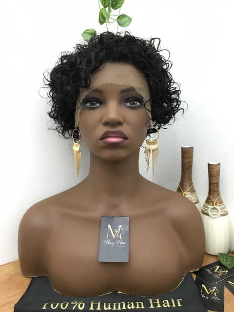 Lace Front Mercedes Cabelo Humano Cacheado Curto