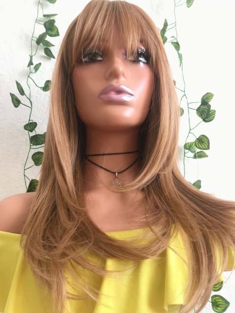 Wig Eliete Fibra Premium Liso com Franja 50cm