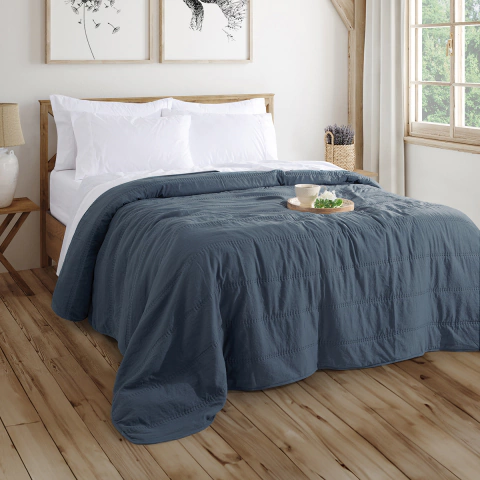 Cubrecama matelaseado azul denim de 2 1/2 plazas