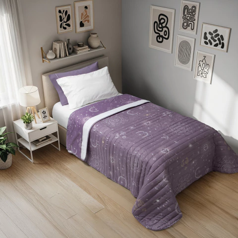 Cover Juvenil 1 1/2 Plazas Reversible Violeta - Jean Cartier - comprar online