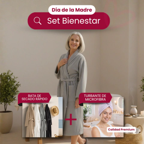 Combo Día de la Madre - Set Bienestar: Bata Secado Rápido + Turbante Microfibra Premium
