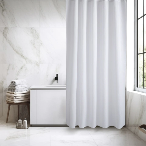 Set de Baño Cortina 180x180 cm con 12 Ganchos Blanco - Alcoyana