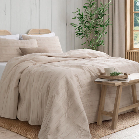 Kit Cover Twin Size Micromatelaseado + Funda Arena - Palette