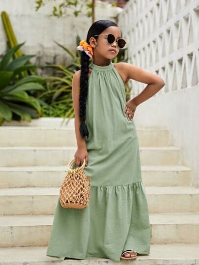 MOLDE VESTIDO INFANTIL LONGO COM GOLA