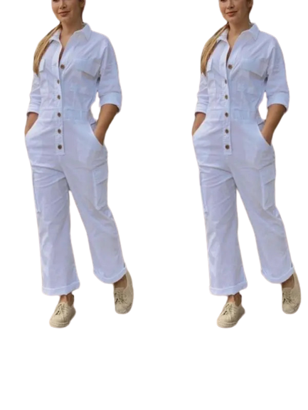 MOLDE MACACÃO ALFAIATARIA FEMININO COM MANGA E BOTÃO