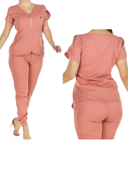 MOLDE PIJAMA CIRURGICO FEMININO DECOTE V COM ZIPER