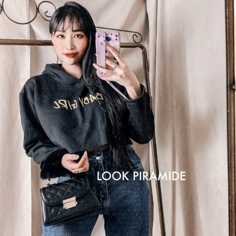 Blusa Cropped Baby Girl Moletom - Preto