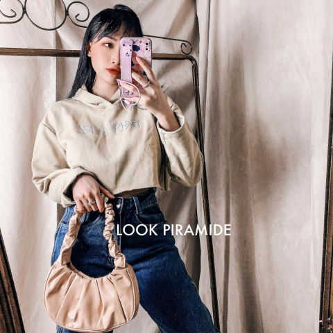 Blusa Cropped Baby Girl Moletom - Caqui