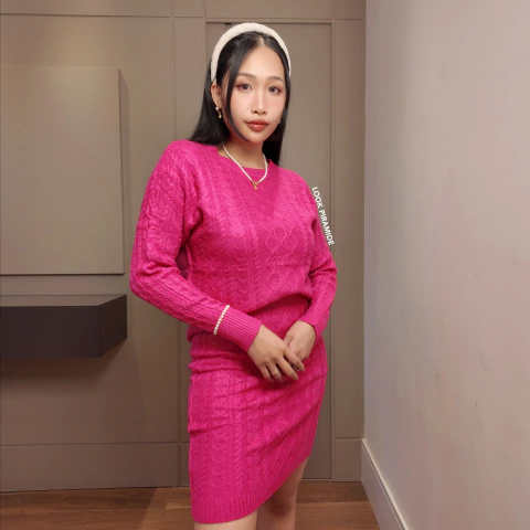 Conjunto Lys Tricot Modal Trança Cropped C/ Saia Curta - comprar online