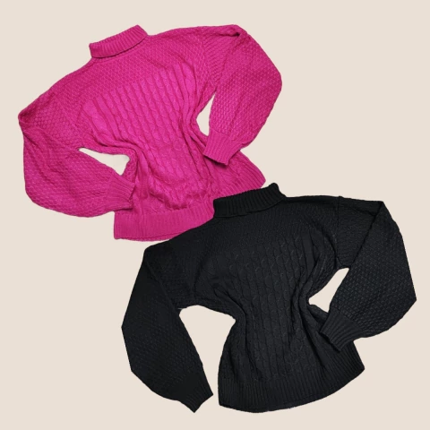 Kit 2 Blusas Tricô Trancinha Gola Alta - comprar online