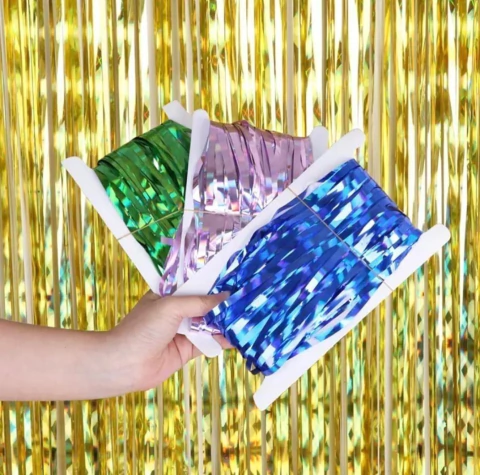 Cortinas Metalizadas 1x2m Dorada Plata Verde Rosa Gold Rojo - comprar online