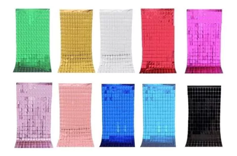 Cortinas De Cuadros Metalizadas Para Fiestas De 1x2m Premium - comprar online